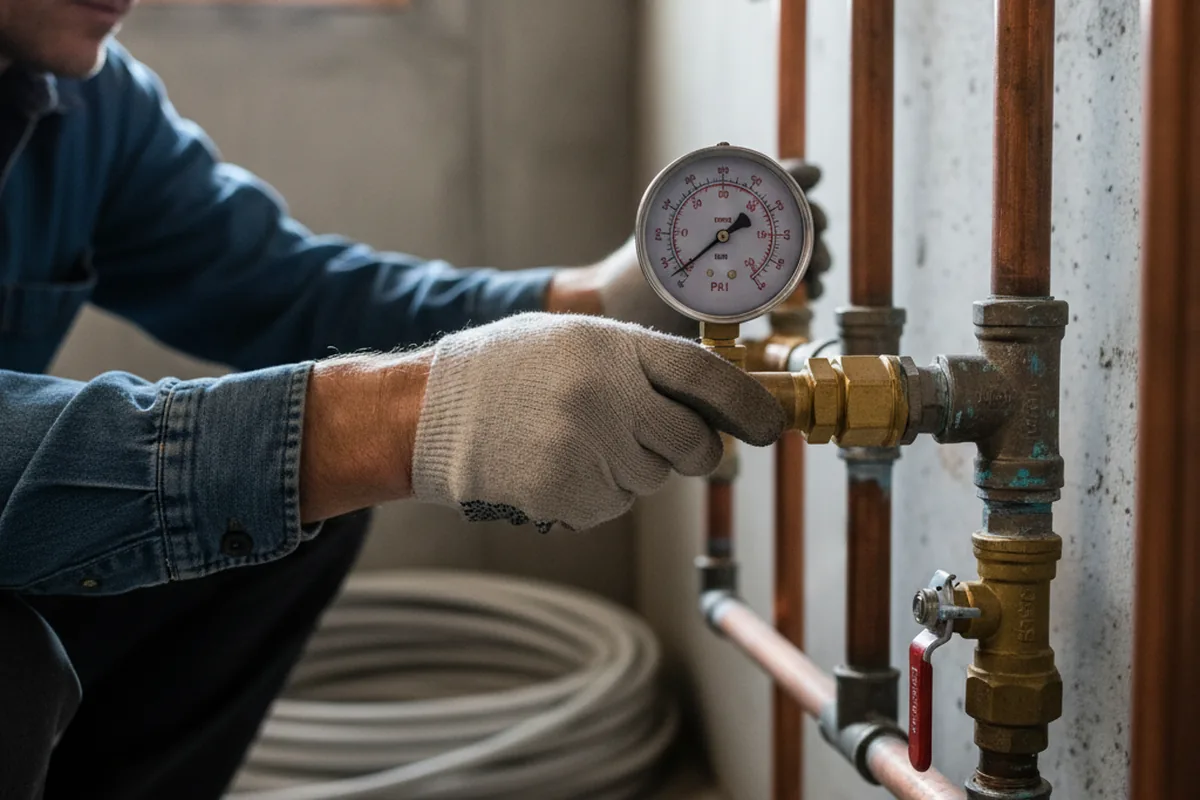 Pressure testing a repaired line during Water Line Repair in Eastland